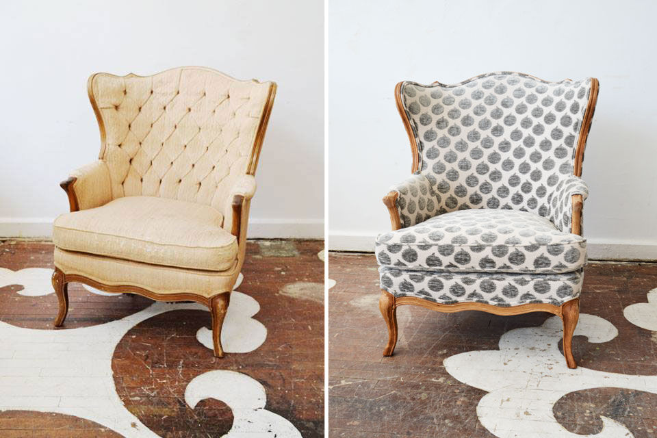 Chairloom before and after wing chair