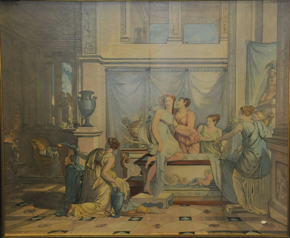 Water Color of a Roman Bath House by Leon F Nowak
