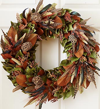 Turkey and pheasant feather wreath