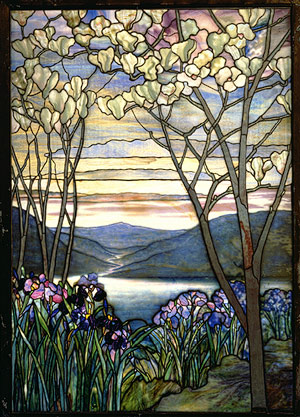 Louis Comfort Tiffany window "Magnolia and Irises"