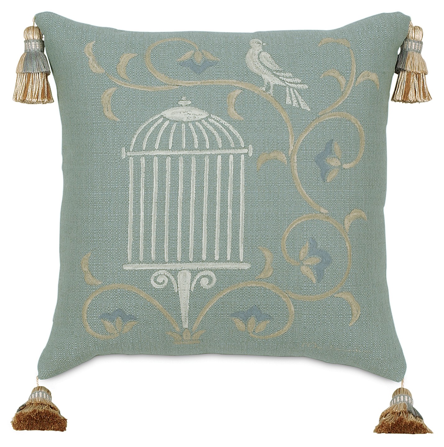 Eastern Accents Bird and Cage pillow