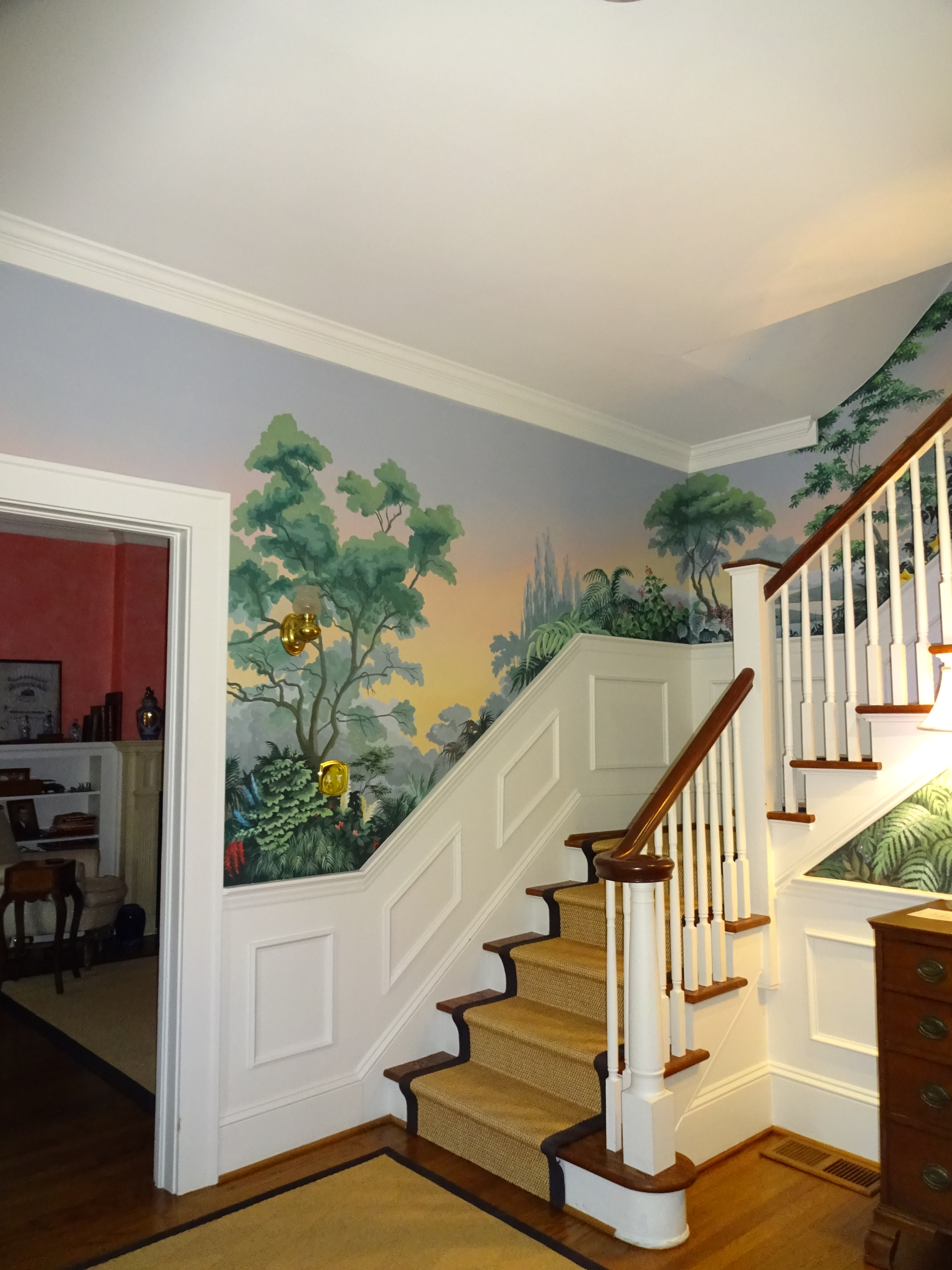 Hand painted stair mural