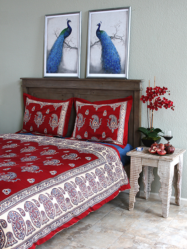 Saffron Marigold  Bedding red white and blue paisley