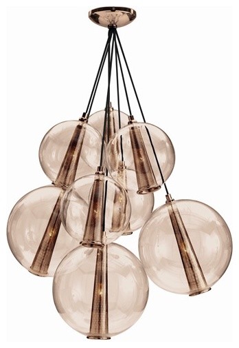 Arteriors Caviar Large Rose Gold and Rose Glass chandelier