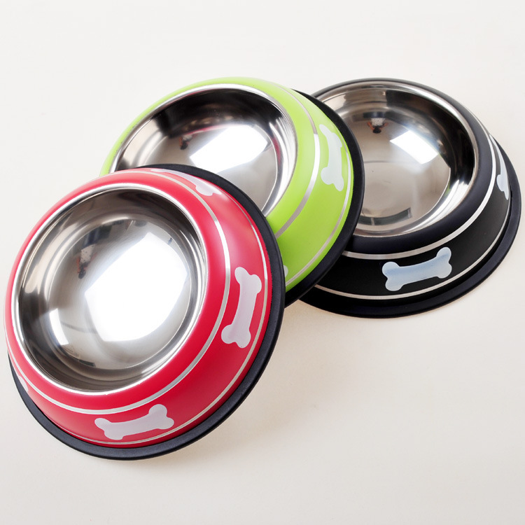 Lacquered stainless steel dog bowls