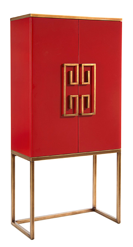 John Richard red lacquer cabinet