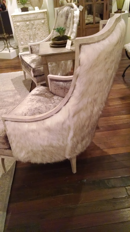 Currey and Company fur backed chairs