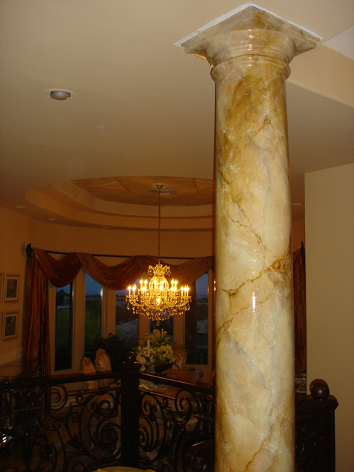 Artist Caroline Woods faux marble column
