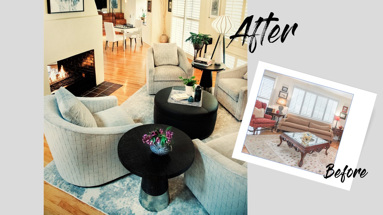 Modern living room interior design Before and after