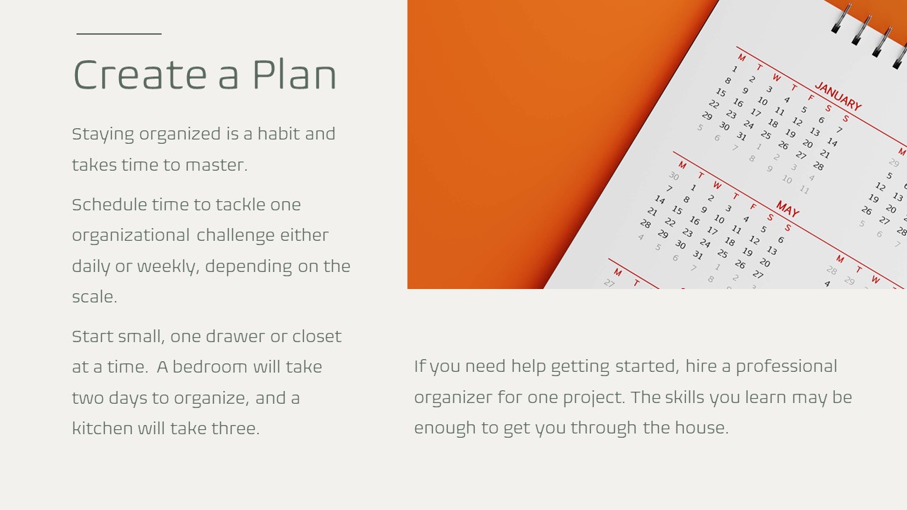 Create an organizing plan