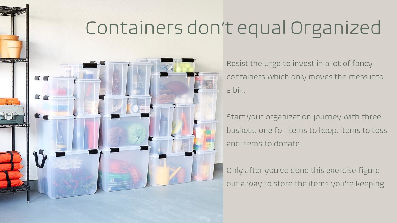 Containers don’t equal Organized
